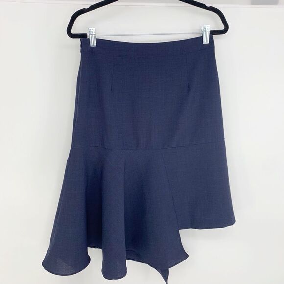 JOA Navy Funky Fun Asymmetrical Fit Flare Skirt Size M New - Picture 4 of 9